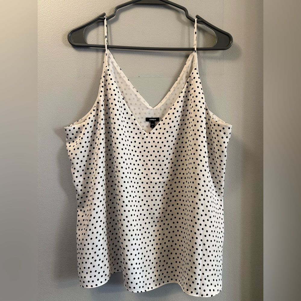 Express Slinky White with Black Polka Dot Camisole